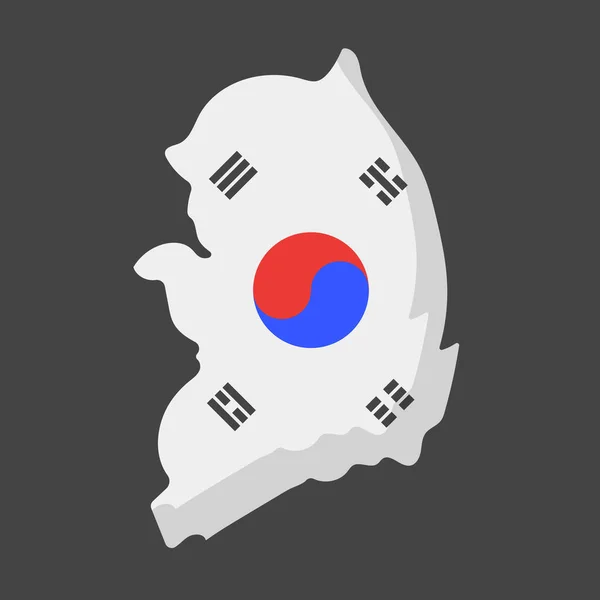 Düz Tasarım Kore Bayrağı Tasarımı Kore Haritası Simgesi Düzenlenebilir Vektör — Stok Vektör