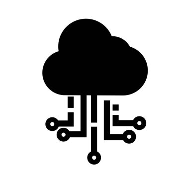 Bulut ağı siluet simgesi. Siber. Düzenlenebilir vektör.