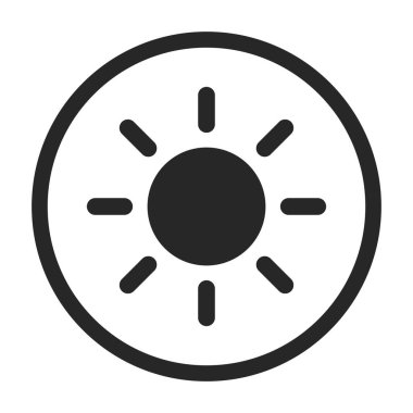 Yuvarlak güneş düğmesi. Parlaklık ayarlama düğmesi. Düzenlenebilir vektör.