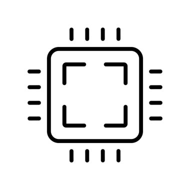 İşlemci simgesi. Yarı iletken çip. Düzenlenebilir vektör.