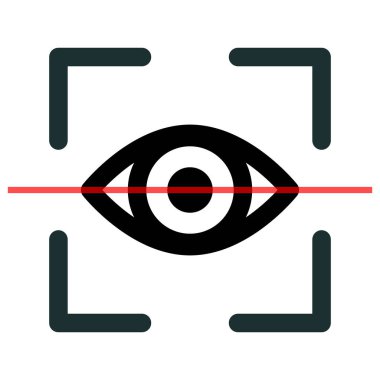 Göz ve tarama simgesi. Deneme. Düzenlenebilir vektör.