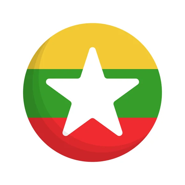 Moderne Runde Myanmar Flagge Editierbarer Vektor — Stockvektor