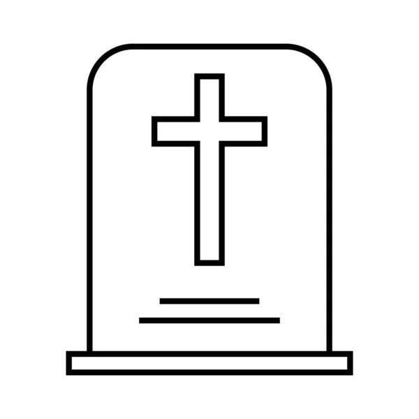Simple Grave Icon Tomb Cross Editable Vector — Stock Vector
