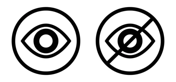 Auge Und Blockiertes Auge Icon Gesetzt Editierbarer Vektor — Stockvektor