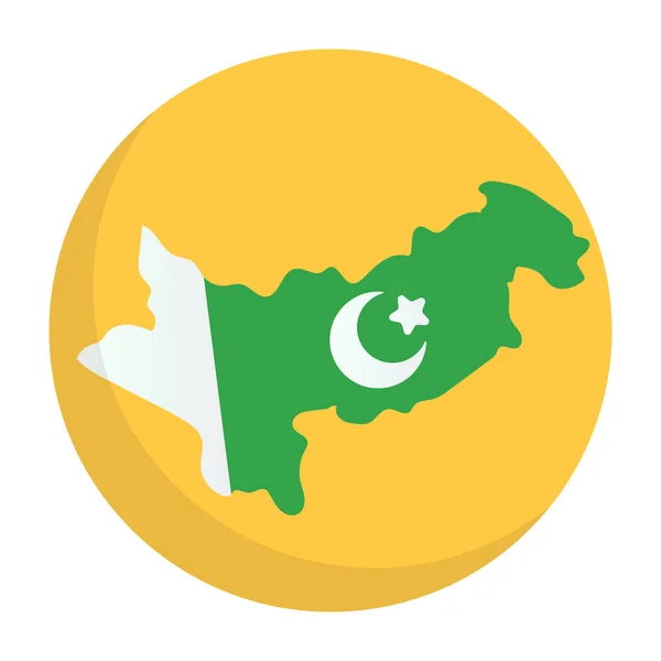Flaches Design Rund Pakistan Flagge Design Pakistan Karte Editierbarer Vektor — Stockvektor