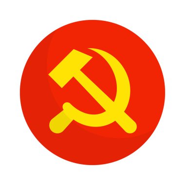 Yuvarlak komünizm ikonu. Komünist Parti. Çekiç ve orak. Düzenlenebilir vektör.