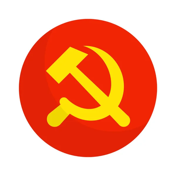 Runde Kommunistische Ikone Kommunistische Partei Hammer Und Sichel Editierbarer Vektor — Stockvektor
