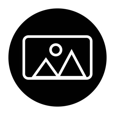 Yuvarlak fotoğraf silueti simgesi. Resim simgesi. Düzenlenebilir vektör.