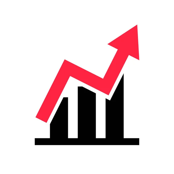 Gráfico Barras Crescente Seta Vermelha Gráfico Vetor Editável — Vetor de Stock