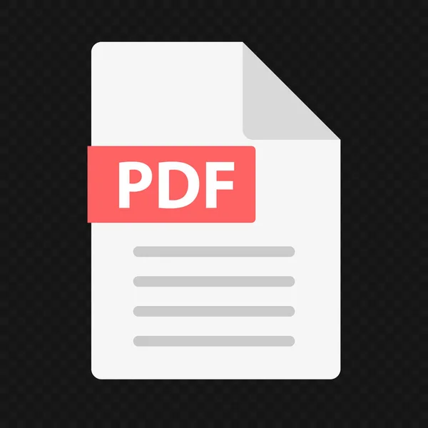 Icona File Pdf Isolata Sfondo Nero Trasparente Vettore Modificabile — Vettoriale Stock
