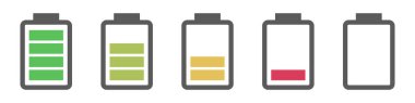 Batarya simgesi şarj seviyesine göre ayarlandı. Düzenlenebilir vektör.