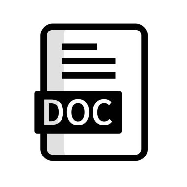DOC uzantı dosya simgesi. Belge dosyası. Düzenlenebilir vektör.