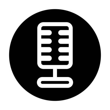 Yuvarlak mikrofon düğmesi simgesi. Düzenlenebilir vektör.