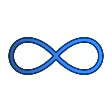 Mavi sonsuz işaret simgesi. Sonsuzluk. Düzenlenebilir vektör.