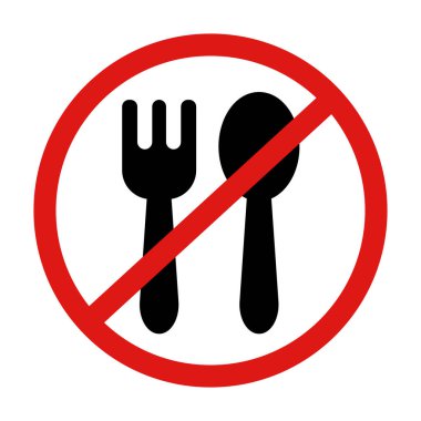 Yemek işaretine izin yok. Yeme işareti yok. Düzenlenebilir vektör.