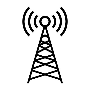 Radyo iletim kulesi. İletişim kulesi. Cep telefonu operatörü imzası. Düzenlenebilir vektör.