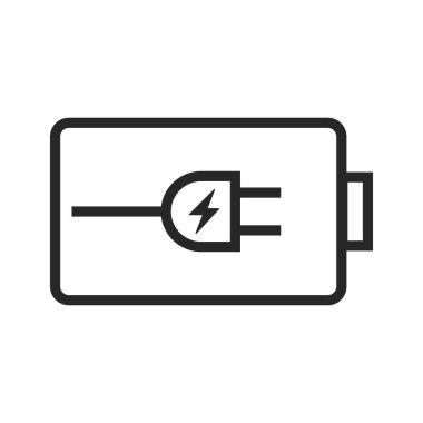 Basit şarj bataryası ikonu. Elektrik kaynağı. Düzenlenebilir vektör.