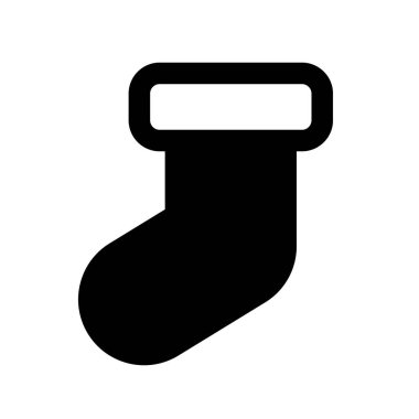 Noel çorapları silueti ikonu. Noel tasarımı. Düzenlenebilir vektör.