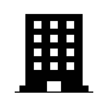 Daire silueti simgesi. Ofis binası siluet simgesi. Düzenlenebilir vektör.