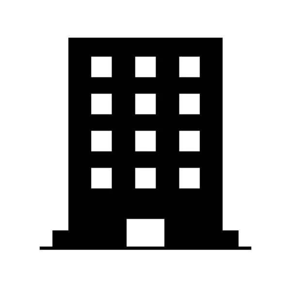 マンションのシルエットアイコン オフィスビルのシルエットアイコン 編集可能なベクトル — ストックベクタ