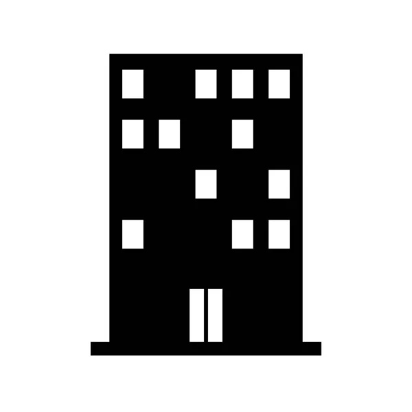 Moderne Eigentumswohnung Silhouette Symbol Turm Editierbarer Vektor — Stockvektor