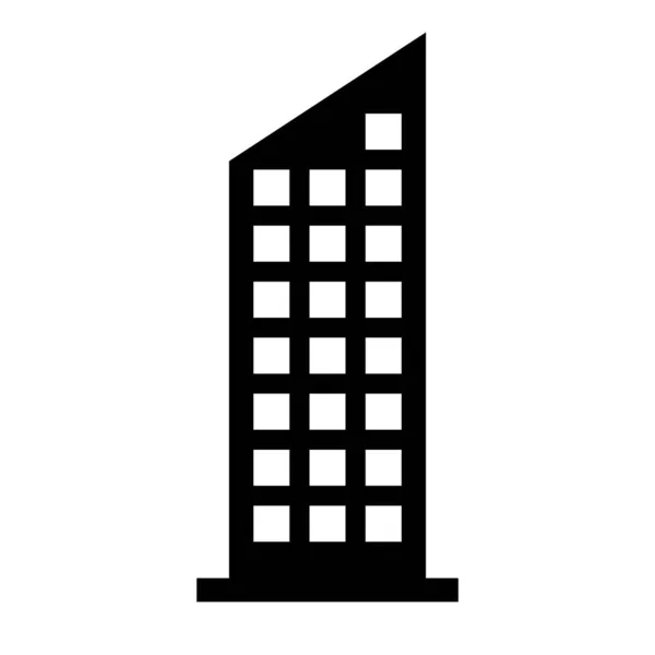 Modern Felhőkarcoló Sziluett Ikon Vágható Vektor — Stock Vector