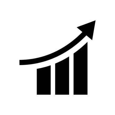 Çubuk grafik siluet simgesi artırılıyor. Büyüme grafiği. Düzenlenebilir vektör.