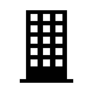 Ofis kulesi siluet simgesi. Yüksek katlı ofis binası. Düzenlenebilir vektör.