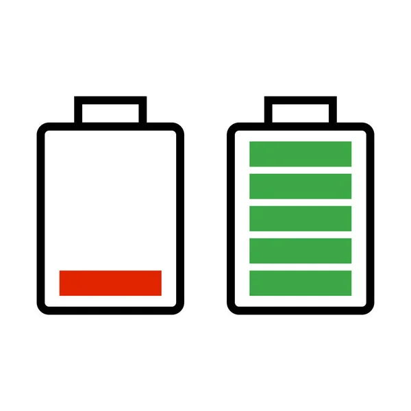 バッテリー残量とバッテリー残量が少ないアイコンセット 編集可能なベクトル — ストックベクタ