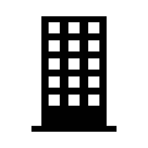 Ofis Kulesi Siluet Simgesi Yüksek Katlı Ofis Binası Düzenlenebilir Vektör — Stok Vektör