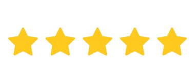 Beş aşamalı değerlendirme yıldızı ikonu. Gözden geçir. Düzenlenebilir vektör.