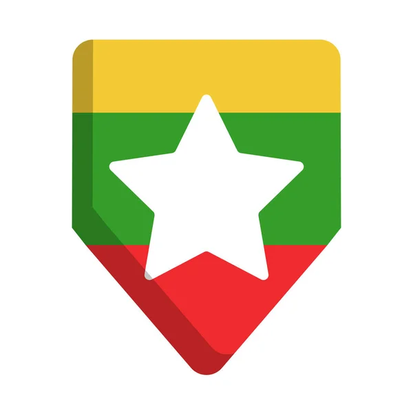 Ícone Escudo Bandeira Myanmar Militares Myanmar Vetor Editável — Vetor de Stock