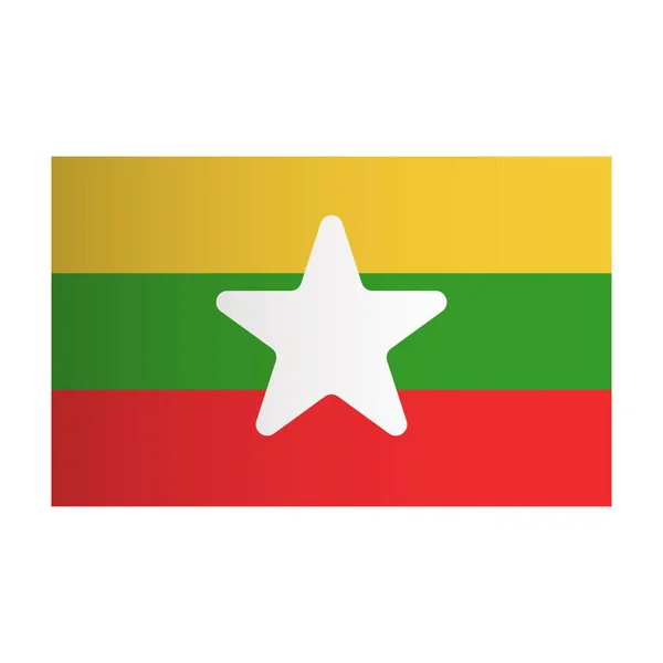 Icona Bandiera Myanmar Ombreggiata Vettore Modificabile — Vettoriale Stock