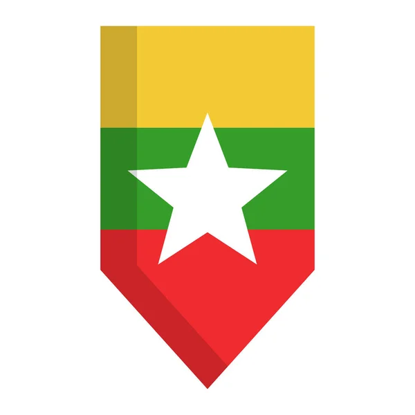 Ikona Vlajky Myanmaru Upravitelný Vektor — Stockový vektor