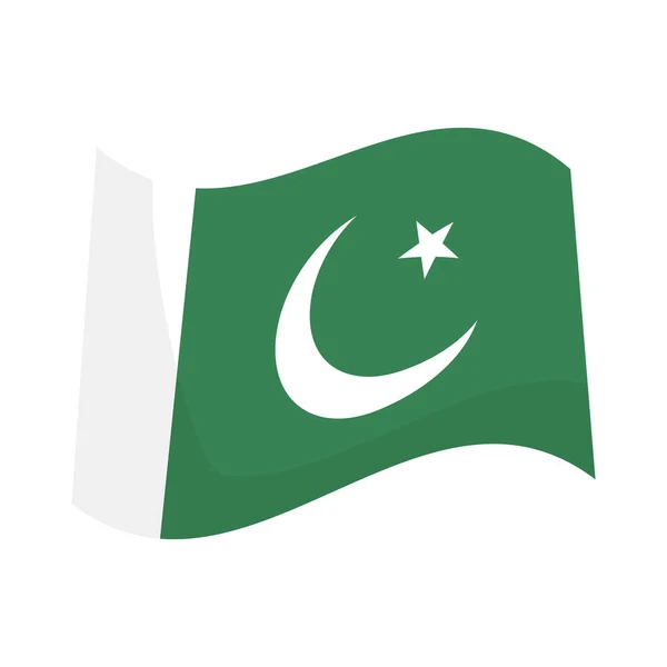 飘扬的巴基斯坦国旗图标 可编辑矢量 — 图库矢量图片