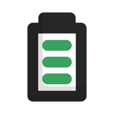 Düz tasarım pil simgesi. Kalan miktarı hesaplıyorum. Düzenlenebilir vektör.