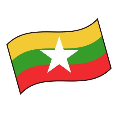 Dalgalanan Myanmar bayrak simgesi. Düzenlenebilir vektör.