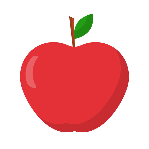 Плоский дизайн красный фруктовый яблочный значок. Редактируемый вектор.