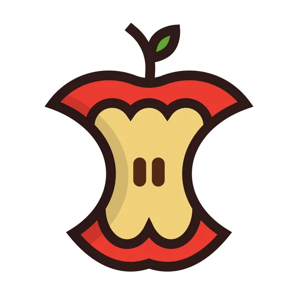 Apple Waste Icon Apple Core Editable Vector — Stock Vector