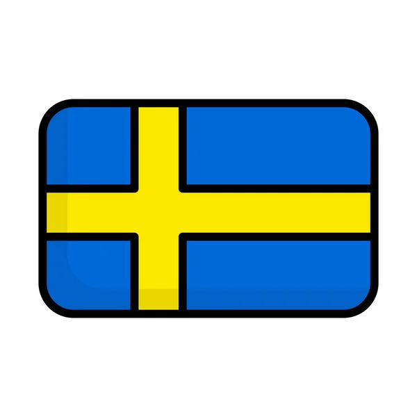 Ícone Bandeira Sueca Design Plano Vetor Editável — Vetor de Stock