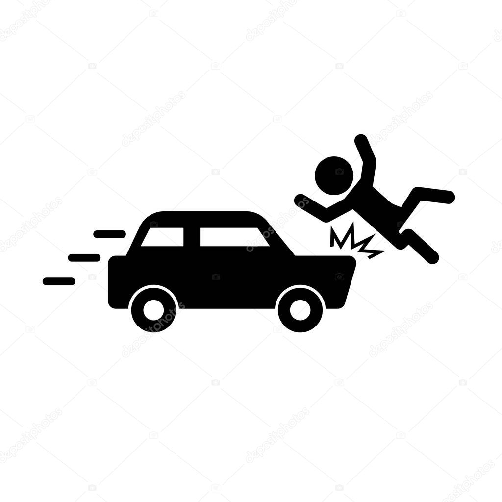Car accident icon. Pedestrian accident. Editable vector.