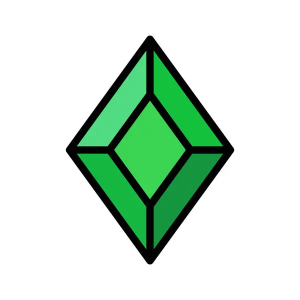 Flat Design Emerald Icon Jewelry Editable Vector — Stock Vector