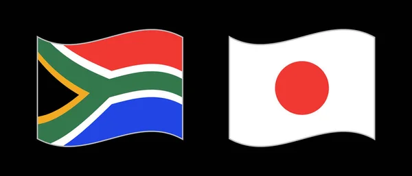 Ikona Jihoafrických Japonských Vlajek Nastavena Upravitelný Vektor — Stockový vektor