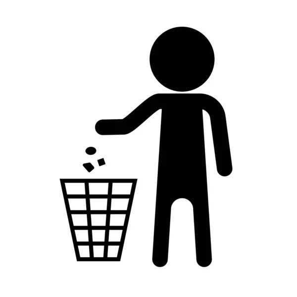 Κάποιος Πετάει Σκουπίδια Σκουπιδοτενεκέ Επεξεργάσιμο Διάνυσμα — Διανυσματικό Αρχείο
