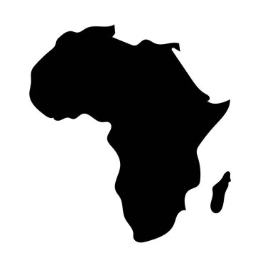 Afrika kıtasının harita siluet simgesi. Düzenlenebilir vektör.