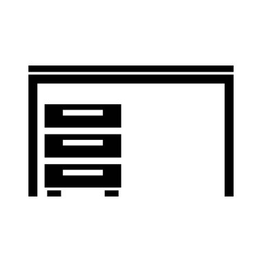 Masa silueti simgesini çalış. Düzenlenebilir vektör.