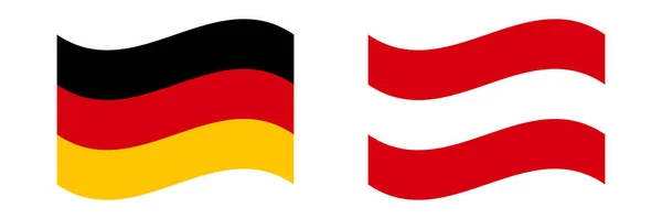 Conjunto Iconos Banderas Alemanas Austriacas Ondeantes Vector Editable — Archivo Imágenes Vectoriales