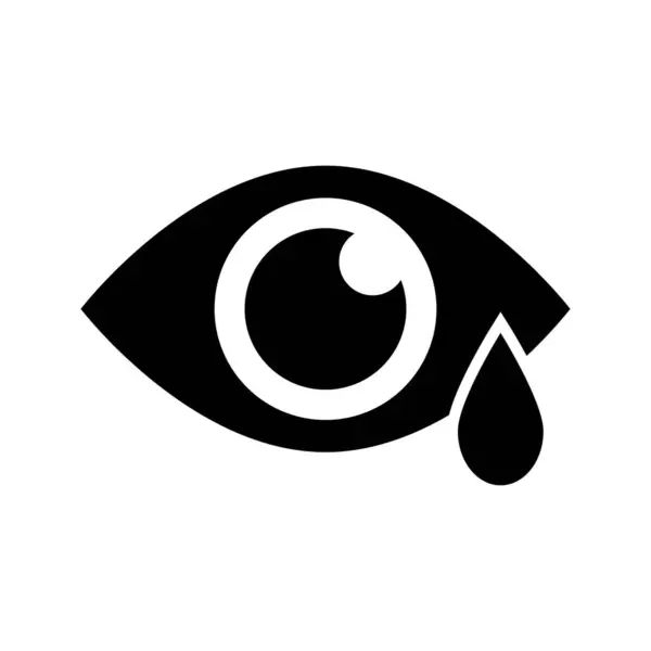Crying Eye Tears Silhouette Icon Editable Vector — Stock Vector