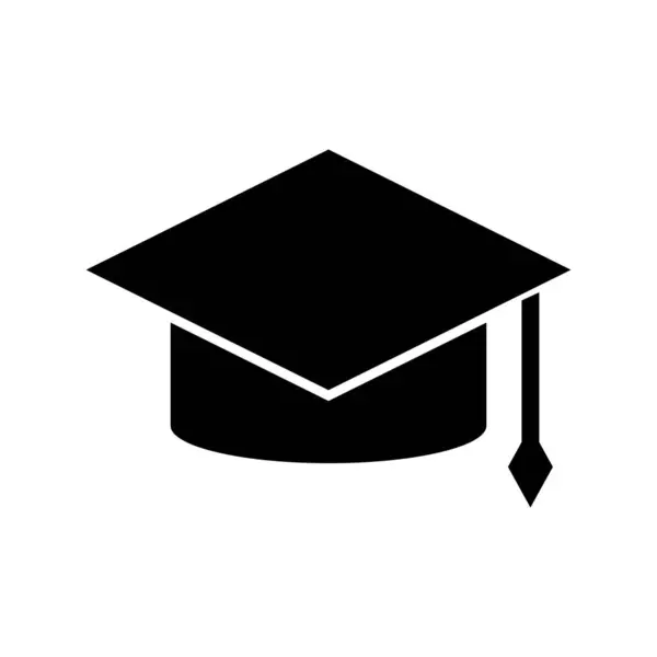Graduation Hat Silhouette Icon Educational Hat Editable Vector — Stock Vector