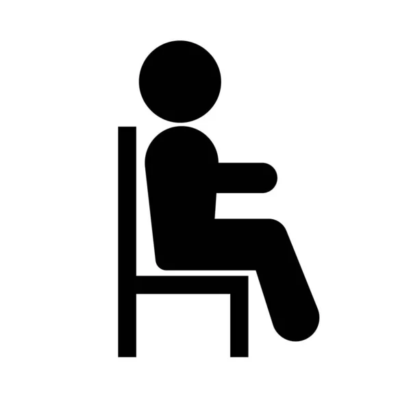 Osoba Siedząca Ikonie Sylwetki Krzesła Siadajcie Wektor Edytowalny — Wektor stockowy